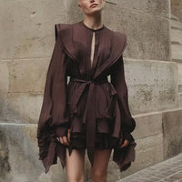 Women's Ruffled Lantern Sleeves Jumpsuit Skirt