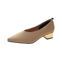 Fashion Retro Women's Pointed Toe Knitted Chunky Heels