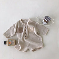 Spring And Autumn Waffle Jumpsuit Double Pocket Trendy Cute Onesie Japanese Romper Romper Romper