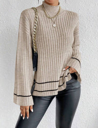 Casual Patchwork Contrast Color Loose Long Sleeve