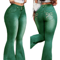 Stylish Womens Faux Denim With Butterfly Print