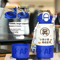 Stainless Steel Sports Large Capacity Straw Water Bottle