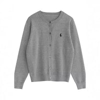 Autumn New Simple Solid Color Embroidered Knitted Cardigan Sweater