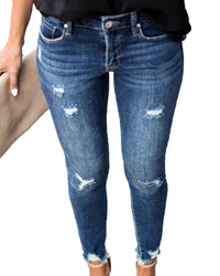 Temperament Commuter Ripped Jeans Women's Feet Pencil Pants