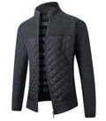 Autumn And Winter Men's Stand Collar Striped Plaid Zipper Plush