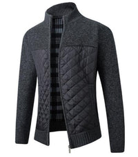 Autumn And Winter Men's Stand Collar Striped Plaid Zipper Plush