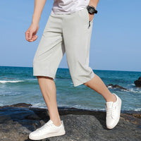 Ice Silk Capri Pants Men's Summer Thin Casual Quick-drying