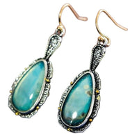 Antique Silver Turquoise Vintage Earrings European And American Creative