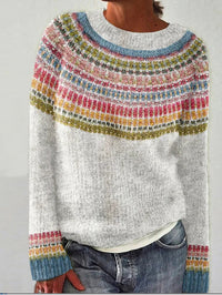 Round Neck Multicolor Loose Fashion Sweater Women
