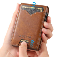 Oil-wax Grain Glossy Full-wrap Leather Card Holder