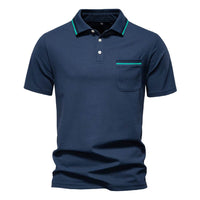 Short-sleeved Polo Shirt Striped Lapel Business Casual Top Men