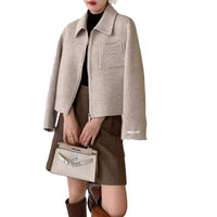 Temperament Thickening Cashmere Double-sided Hand-stitched Wool Overcoat Women's Short Coat