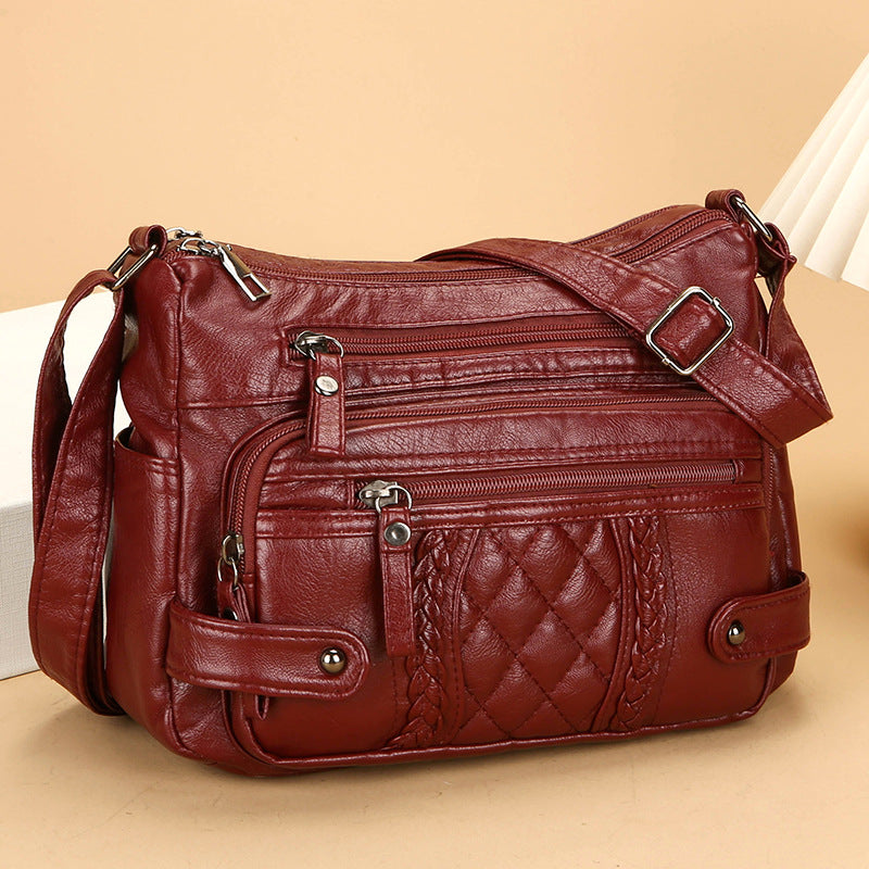 Women's Multi-pocket Soft Leather Shoulder Messenger Bag