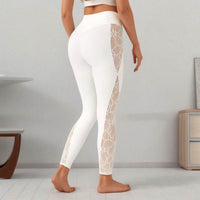 Slim Lace Stitching Yoga Leggings High Top Sports Fitness Pants