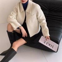 Temperament Thickening Cashmere Double-sided Hand-stitched Wool Overcoat Women's Short Coat