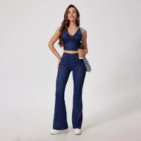 Ins European And American Sports Denim Trousers Sexy High Waist Seamless Nude Feel