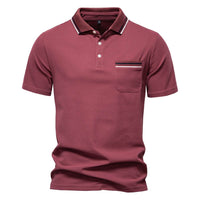 Short-sleeved Polo Shirt Striped Lapel Business Casual Top Men