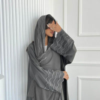 Arab Dubai Turkey Exquisite Embroidery Embroidery Coat With Headscarf Two Pieces