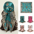 Leopard-print Chain Decorative Satin Scarf