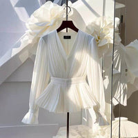 Early Temperament V-neck Long Sleeve Top