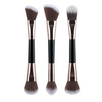 3 PCs Double-ended Makeup Brush Suit Soft Foundation Shading Brush Beauty Tools