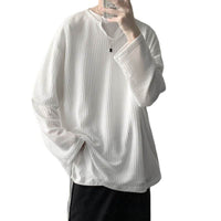 Waffle Long Sleeve Men's Loose Top