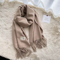 Cashmere Scarf Feel Solid Color Tassel Shawl Long Monochrome