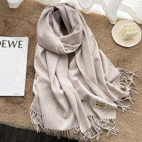 Cashmere Scarf Feel Solid Color Tassel Shawl Long Monochrome