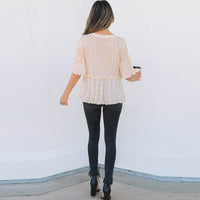 Spring And Summer New Solid Color Pullover Round Neck Short Sleeve Chiffon Shirt