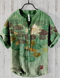 3D Digital Thermal Transfer Button Stand Collar Short Sleeve Shirt