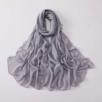 Pearl Chiffon Wavy Edge Beaded Scarf