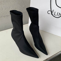 Mid-calf Stiletto Heel Elastic Booties Women