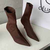 Mid-calf Stiletto Heel Elastic Booties Women