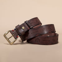 Vegetable Tanned Leather Top Layer Leather Brass Buckle Belt Men