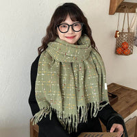 Black Plaid Artificial Cashmere Scarf Women