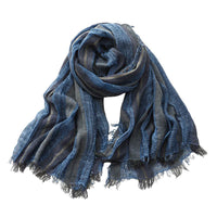 Retro Artistic Cotton And Linen Scarf Unisex Mixed Color Stripe Long