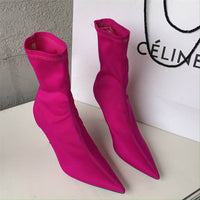 Mid-calf Stiletto Heel Elastic Booties Women