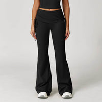 Fold High Waist Flared Pants Nude Feel Wide Leg Slimming Trousers Women