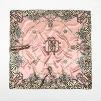 Leopard-print Chain Decorative Satin Scarf