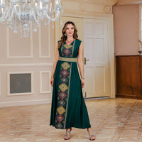 Middle East Muslim Embroidered Robe Abaya Light Luxury Evening Gown Two-piece Set Dress