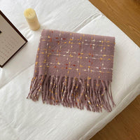 Black Plaid Artificial Cashmere Scarf Women