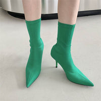 Mid-calf Stiletto Heel Elastic Booties Women