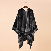 Plaid Printed Elegant Socialite Winter Travel Fashionable Warm Talma