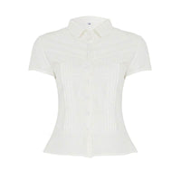 Organ Pleated Lapel Breasted Girl Blouse