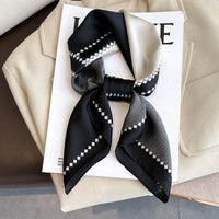 Black And White Striped Small Square Towel Silk Scarf Women's Headscarf Spring And Autumn