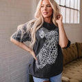 Washed Old New Leopard Print Short-sleeved T-shirt For Women