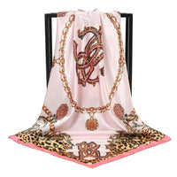 Leopard-print Chain Decorative Satin Scarf