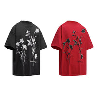 Summer Floral-print Beaded Men's Loose Round Neck Short Sleeve