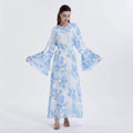 Muslim Chiffon Printed Bell Sleeve Dress