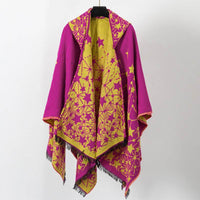 Cashmere-like Knitted Geometric Outer Scarf Shawl
